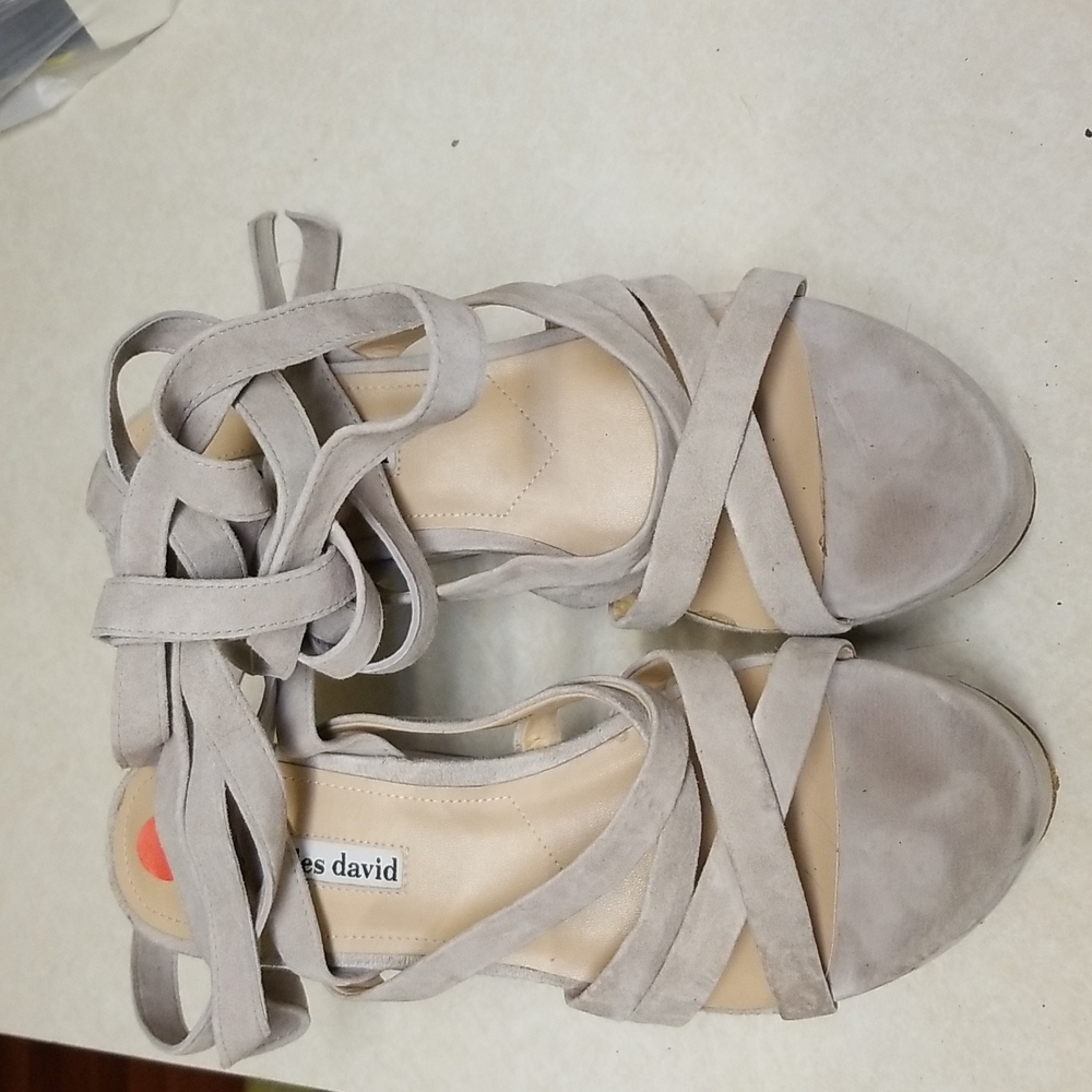 Charles David suede wrap wedges